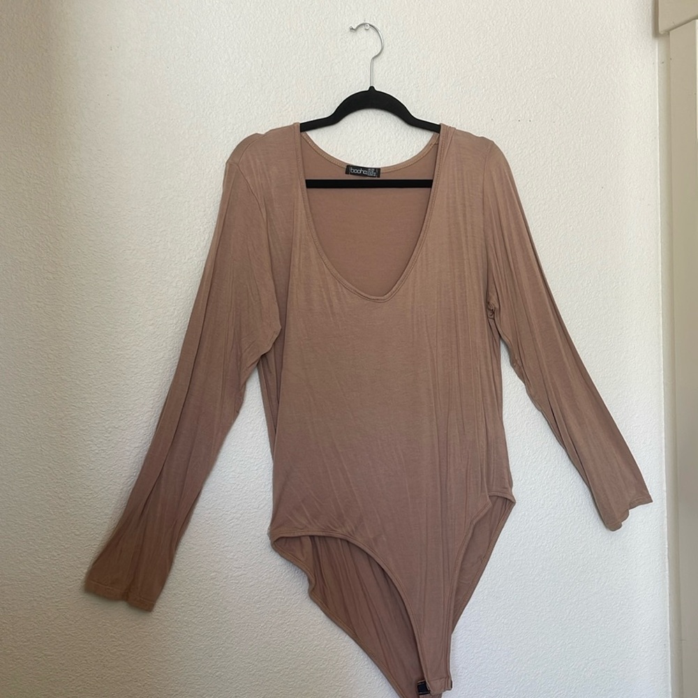 Boohoo Tan Cotton Stretch Bodysuit Size 16